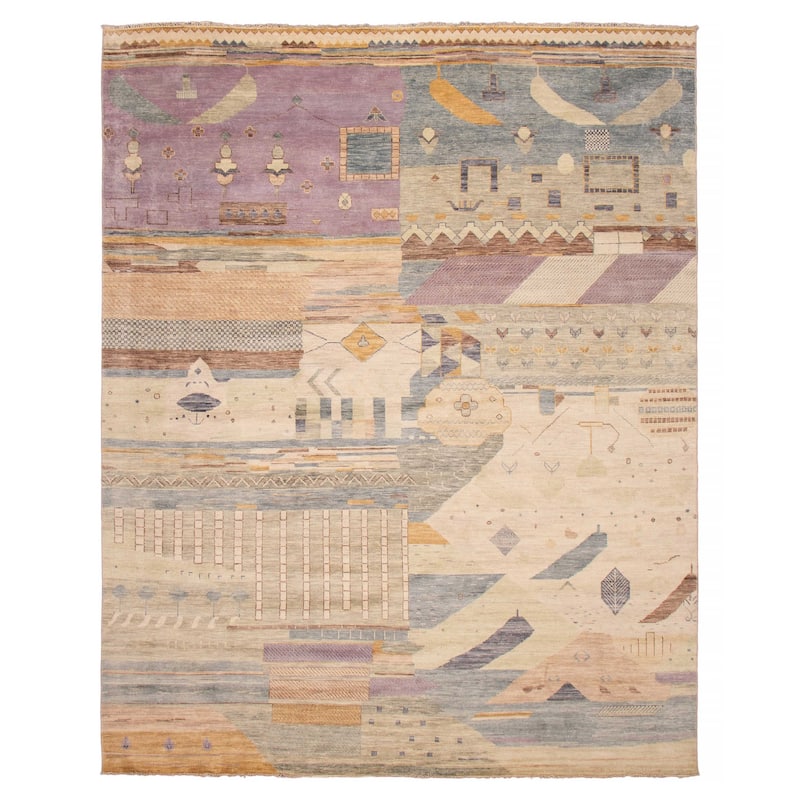ECARPETGALLERY Hand-knotted Mystique Ivory Wool Rug - 11' 9" x 14' 9" - Ivory - 11' 9" x 14' 9" - Rectangle