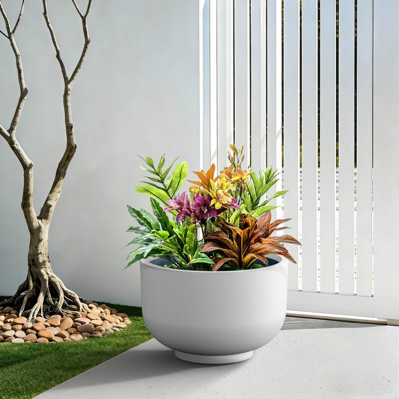 Concrete Planter / Pot Lightweight Planter Bowl with Drainage Holes