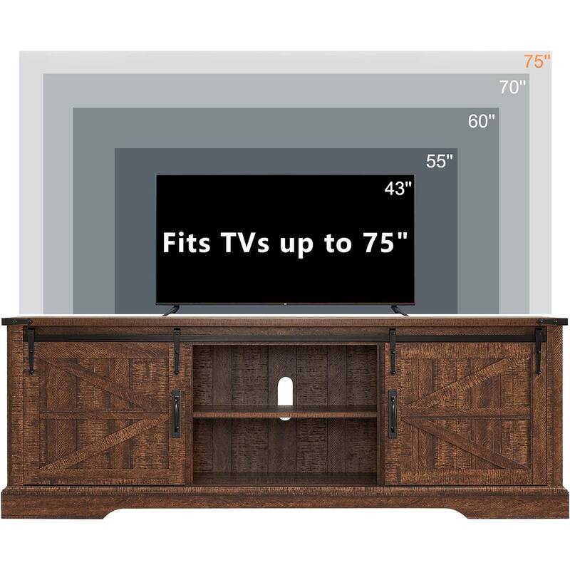 Farmhouse Wood TV Stand, Rustic Entertainment Center, Console Cabinet - n/a