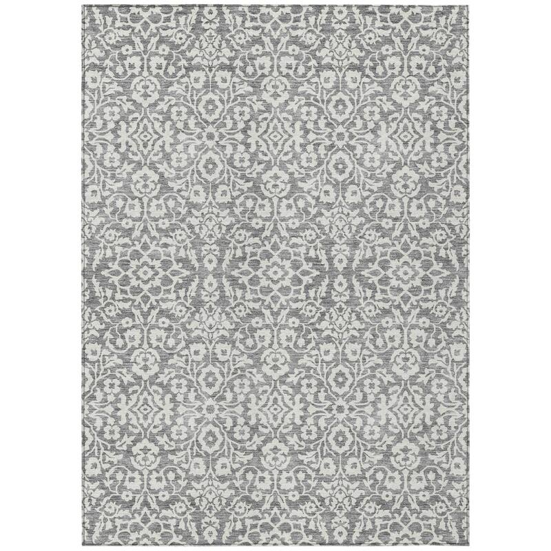 HomeRoots Damask Traditional Rectangle Outdoor Rug