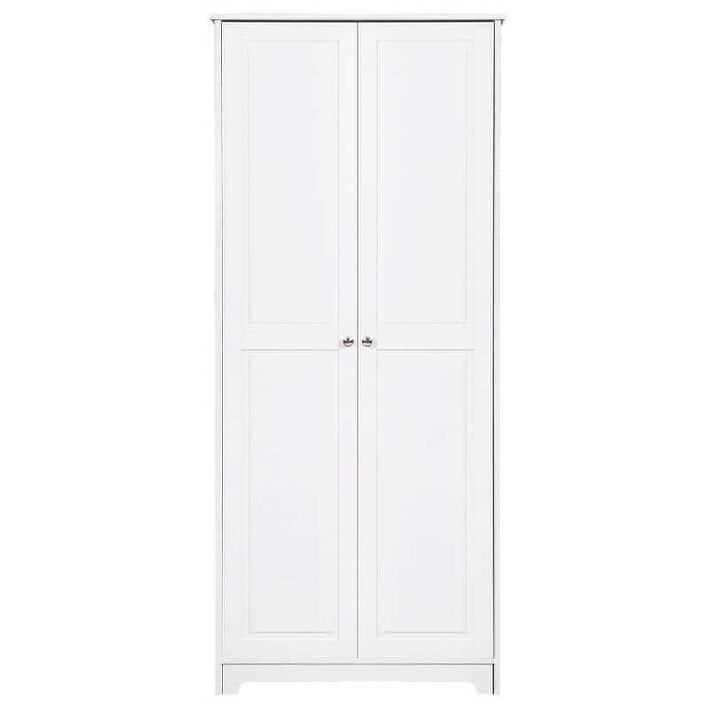 72" Double Door 5-tier Wardrobe Storage Cabinet White