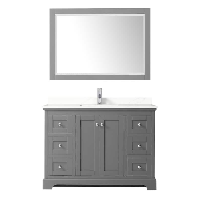 Avery 48-inch Single Vanity, Quartz Top, 46-inch Mirror