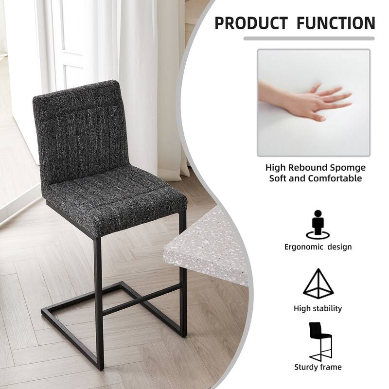 2 Sets Bar Stool - Fabric Chair with Sturdy Metal Frame, Stylish & Comfortable Seating for Kitchen Island, Living Room