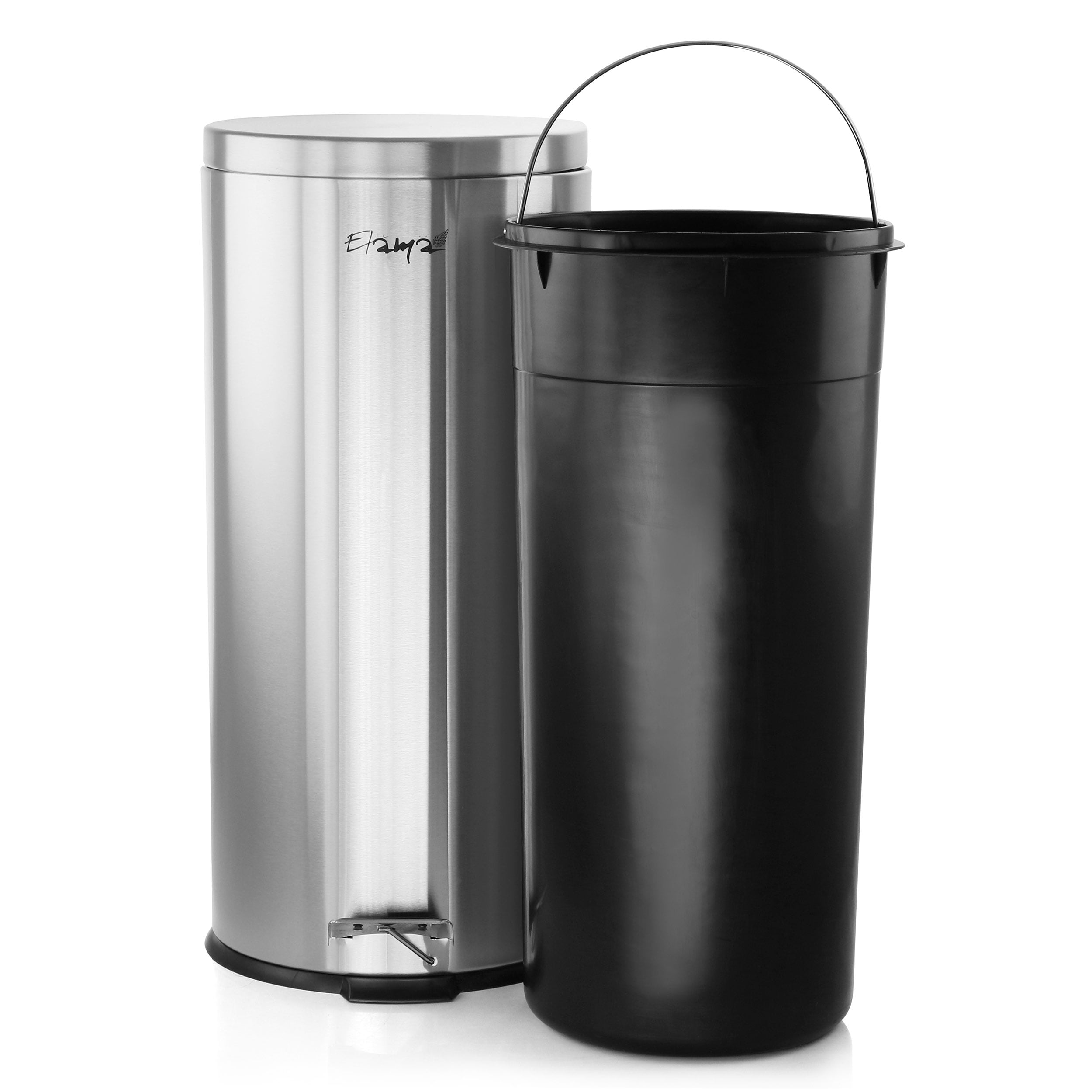 Mainstays 7.9 Gallon Trash Can Round Stainless Steel Office Garbage Trash  Can with Lid