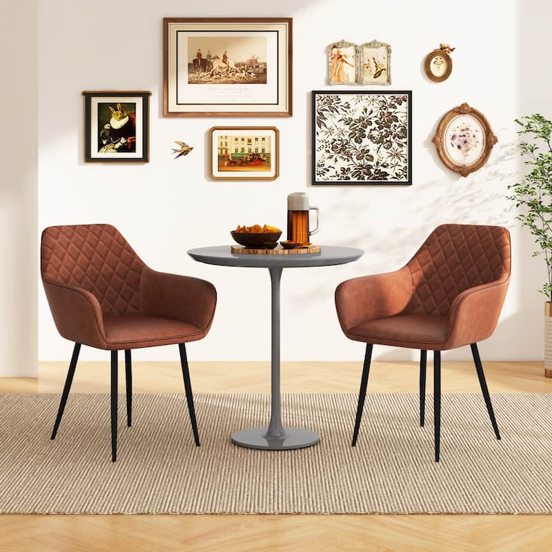 Gymax Leisure Dining Chair Set of 2 Upholstered Accent Chairs w/