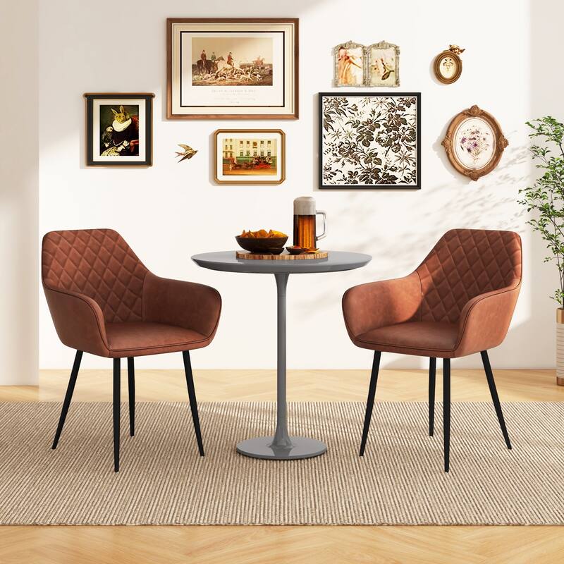Gymax Leisure Dining Chair Set of 4 Upholstered Accent Chairs w/