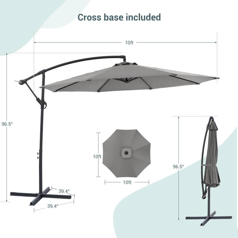 BONOSUKI 10ft Patio Umbrella,Hanging Market Umbrellas w/Tilt Adjustment