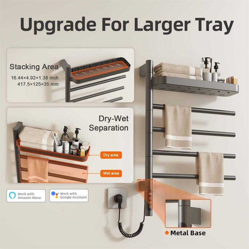 Smart Rotating Heated Towel Rack for Bathroom,Towel Warmer