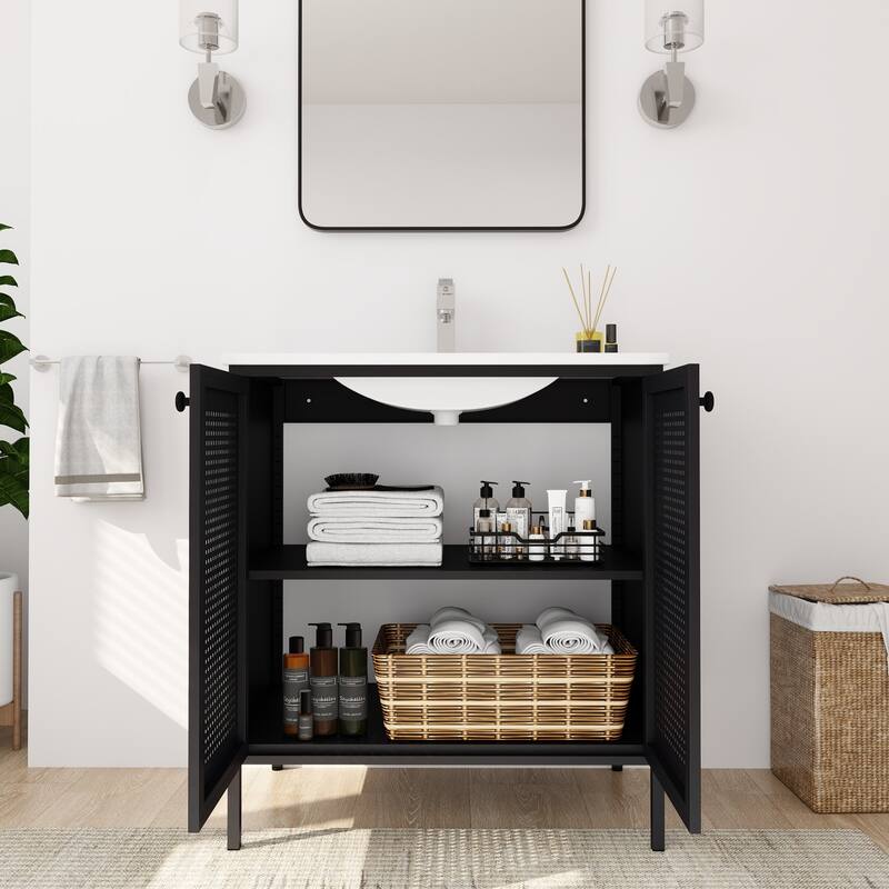30 inch Freestanding Bathroom Vanity Set with Integrated Ceramic Sink