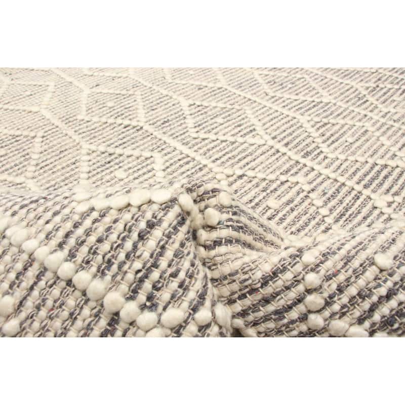 ECARPETGALLERY Braid weave Sienna Grey Wool Rug - 5'0 x 7'10