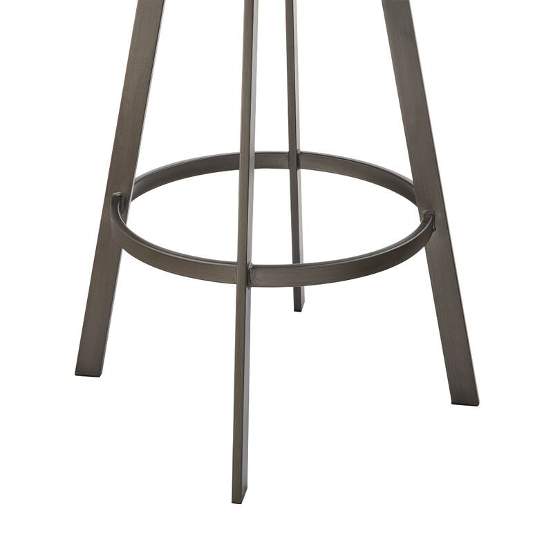 Marcy Swivel Barstool Chair, Iron Frame, Black Channel Tufted Faux Leather