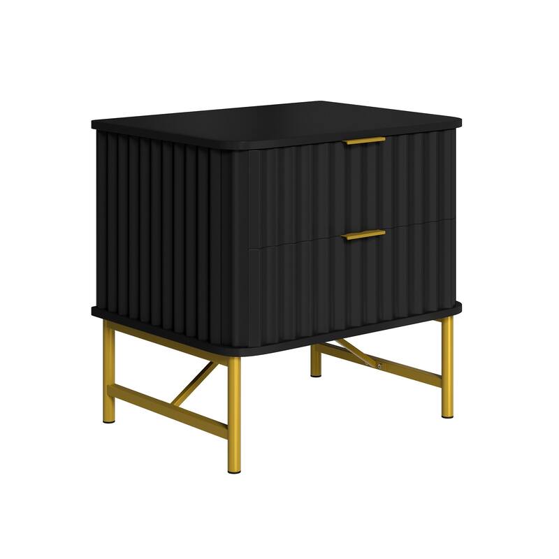 Clihome Modern MDF 2-Drawer Nightstand for Bedroom
