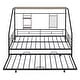 preview thumbnail 6 of 18, Metal Full Size House Bed with Trundle and Built-in Shelf and Grid,Kids and Baby