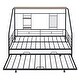 preview thumbnail 46 of 78, Metal House Bed with Trundle, Twin/Full Size Daybed Playhouse Bed with Bulit-in Storage Shelves and Metal Grid for Kids Teens