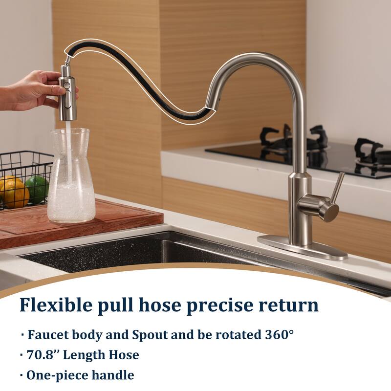 3-Function Single Handle Pull Down Sprayer Kitchen Faucet
