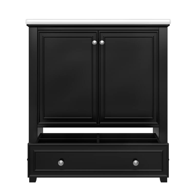 30" Bathroom Vanity with Sink Combo, Multi-functional Bathroom Cabinet with Doors and Drawer, Solid Frame and MDF Board
