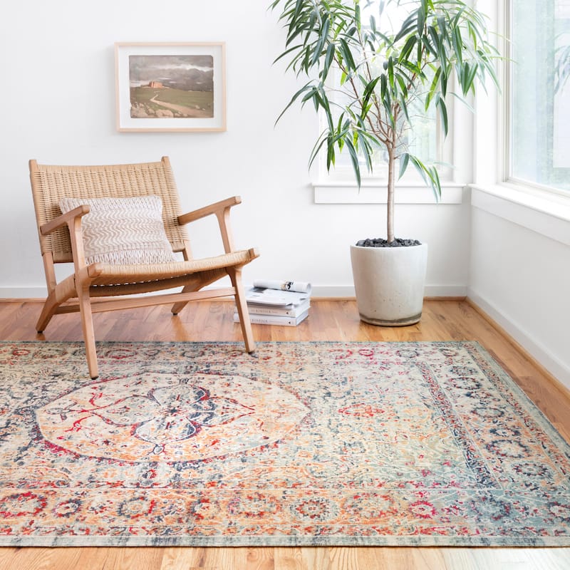 Alexander Home Katherine Boho Vintage Floral Medallion Rug