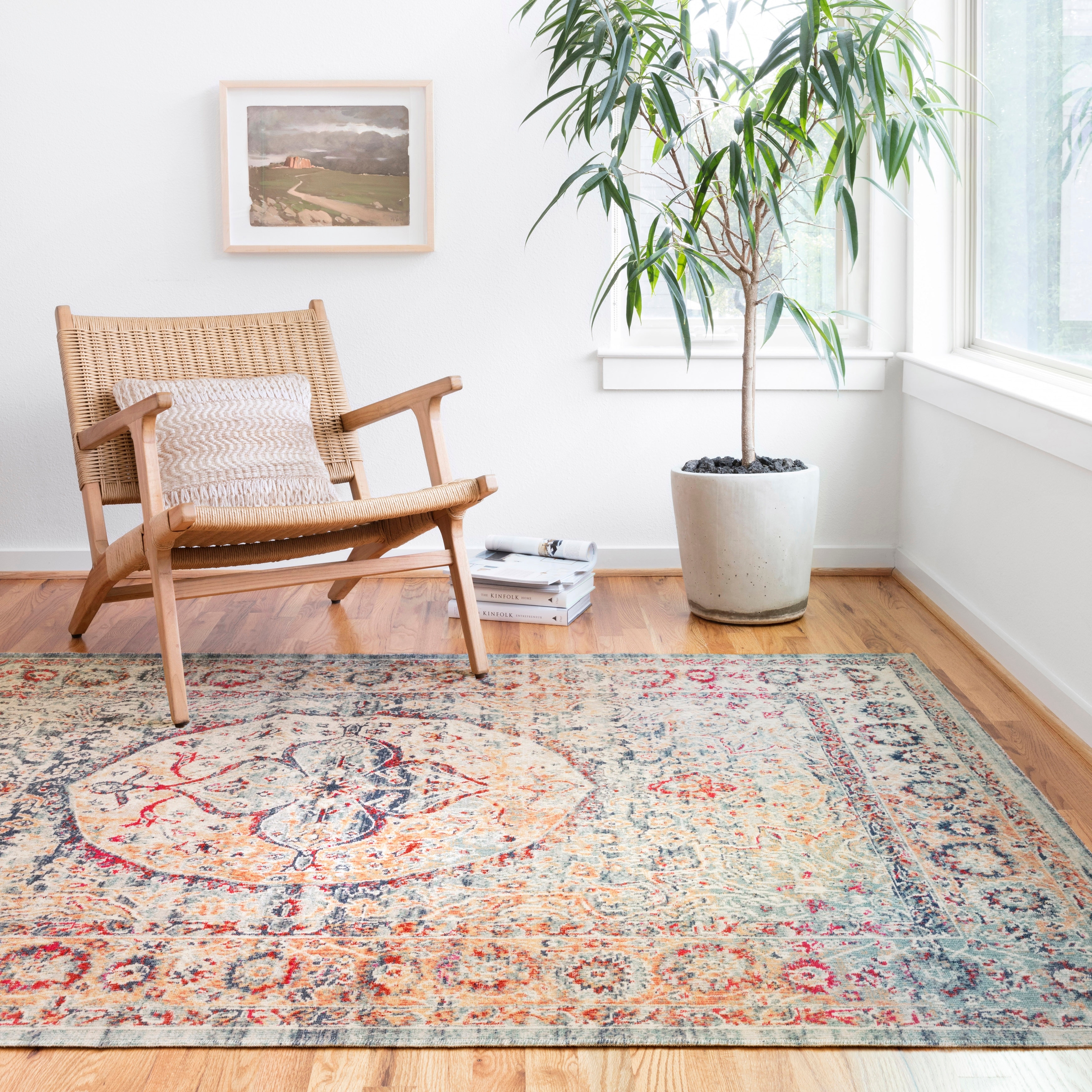 Alexander Home Katherine Boho Vintage Floral Medallion Rug