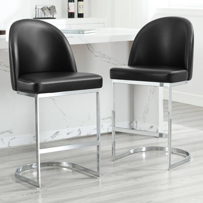 26" Upholstered Counter Stool/ Bar Stools with Metal Legs - 38.8"H x 17.9"W x 20.9"D