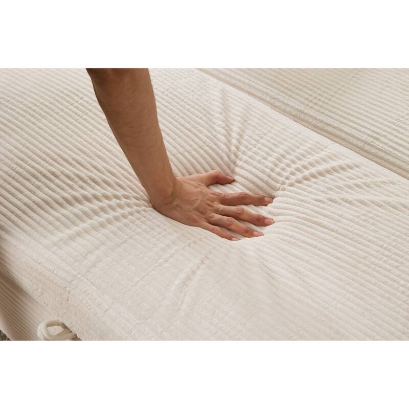 Upholstered Chaise Lounge Chair with Removable Ottoman, Accent Sofa Bed Sleeper Couch Bed, Armchair with Lumbar Pillows
