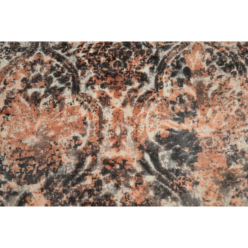 Hand Knotted Oriental Viscose Silk Carpet Modern Abstract Oranges & Rust Abstract Area Rug - 8' 0'' X 5' 8''