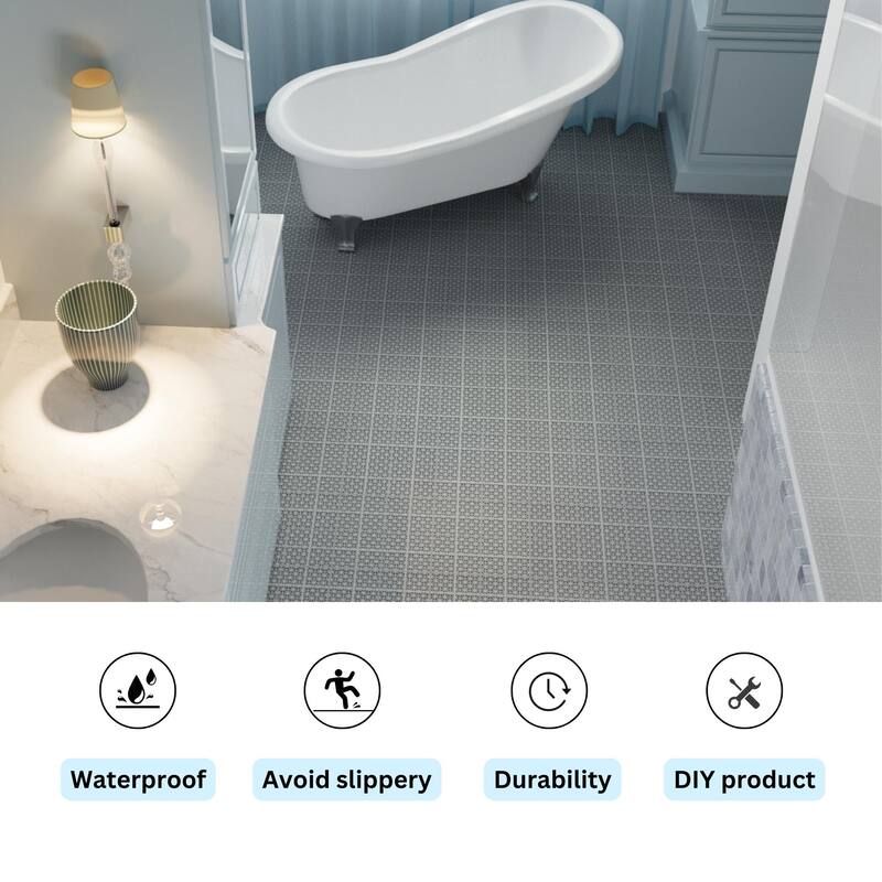 12 x 12 Inch Interlocking Deck Tiles Plastic Waterproof for Bathroom Shower Balcony Porch Pebble Stone Pattern（12 Pack）