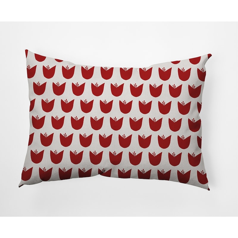 Simple Tulip Design Decorative Indoor Pillow - Red - 14" x 20"