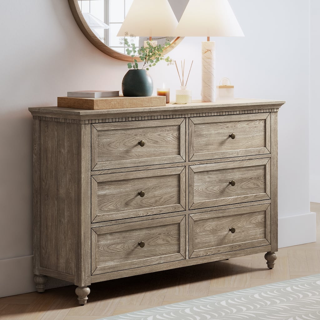 Gerald Traditional Wooden 6 Drawer Dresser With Storage By HULALAHOME