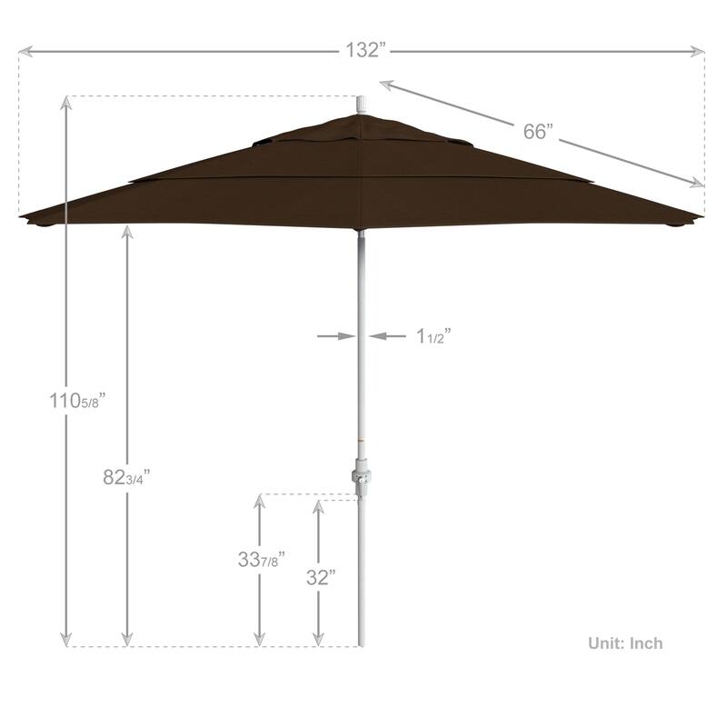 California Umbrella 11' Rd. Aluminum Market Umbrella, Crank Lift, Collar Tilt, Dbl Wind Vent, White Finish, Olefin Fabric