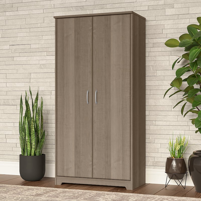 Cabot Tall Storage Cabinet with Doors by Bush Furniture - Ash Gray