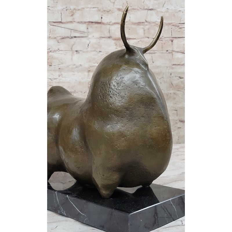 Large Dark Brown Patina Fighting Bull Modern Art By Botero Bronze Sculpture S