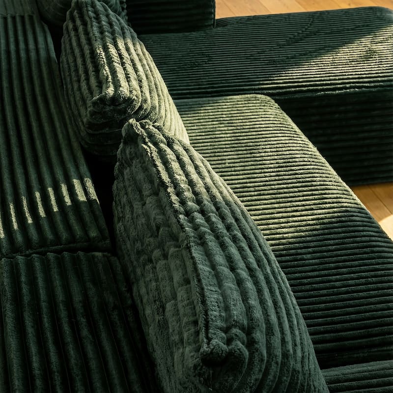 Oversized Modular Sectional Sofa, No Assembly Required, Corduroy Fabric, Deep Seat Cloud Couch with Chaise Foam Sofa
