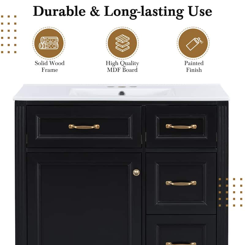 Bathroom Vanity with Sink, Cabinet with Drawers