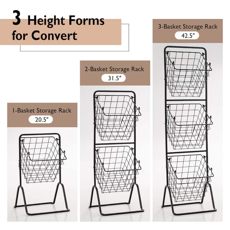 Costway 3-Tier Wire Fruit Basket Stand Kitchen Snack Vegetable Storage - See Details