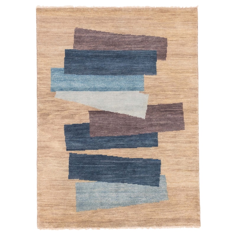 ECARPETGALLERY Hand-knotted Peshawar Ziegler Light Khaki Wool Rug - 5'0 x 6'9