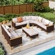 preview thumbnail 2 of 54, 11-Piece Outdoor Wicker Half-Round Furniture Set, Half-Moon Sectional Sofa Set All Weather Rattan Curved Conversation Sets