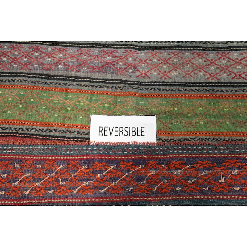 Hand Woven Oriental 100% Wool Carpet Southwestern Tribal Multi-Colored Kilim Area Rug - 9' 9'' X 5' 11''