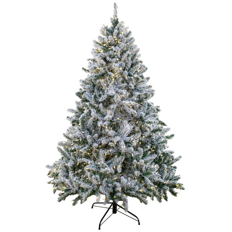 National Tree Company 6.5 ft. Pre-lit Artificial Snowy Hudson Hinged Tree with PowerConnect, 550 Warm White LED Lights- UL