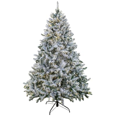 National Tree Company 9 ft. Pre-lit Artificial Snowy Hudson Hinged Tree with PowerConnect , 1200 Warm White LED Lights- UL
