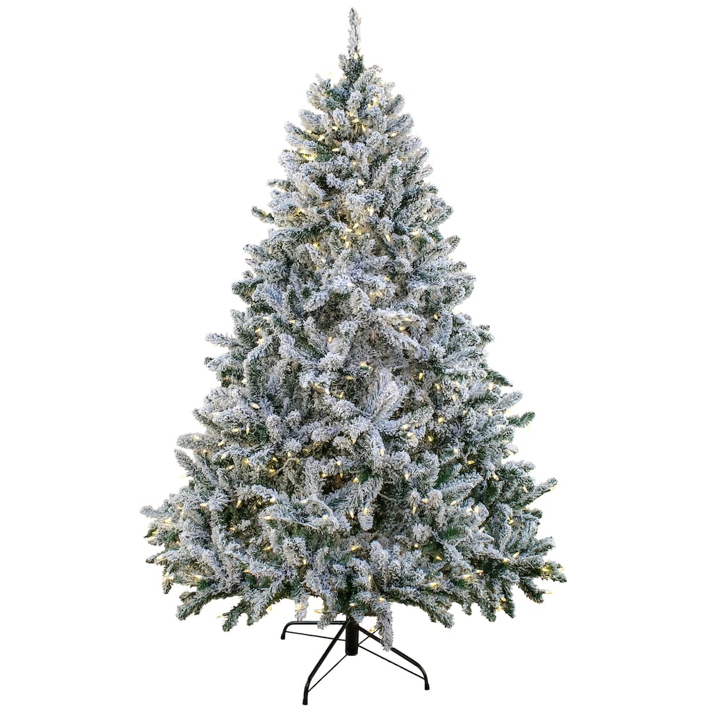 National Tree Company 9 ft. Pre-lit Artificial Snowy Hudson Hinged Tree with PowerConnect , 1200 Warm White LED Lights- UL