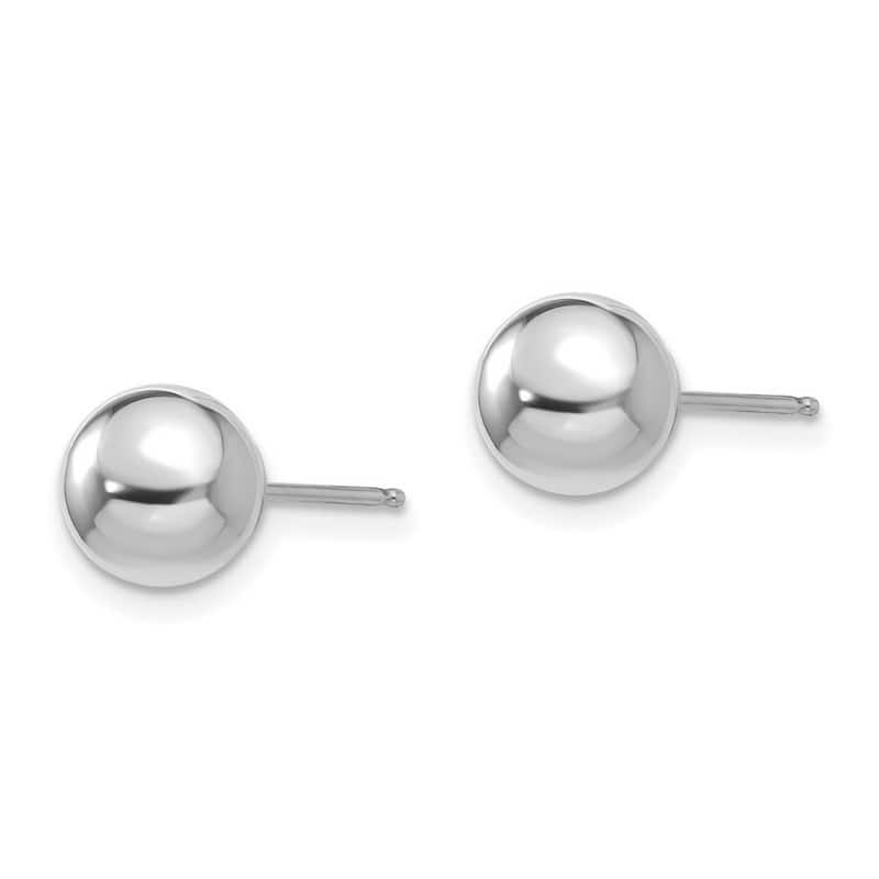 Curata 14k White Gold Polished 7mm Ball Post Earrings