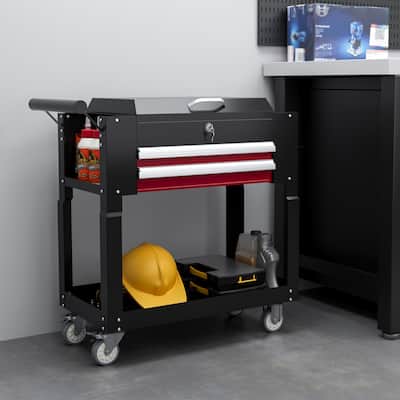 Rolling Tool Cart Lockable Tool Chest with Flip Top Drawers