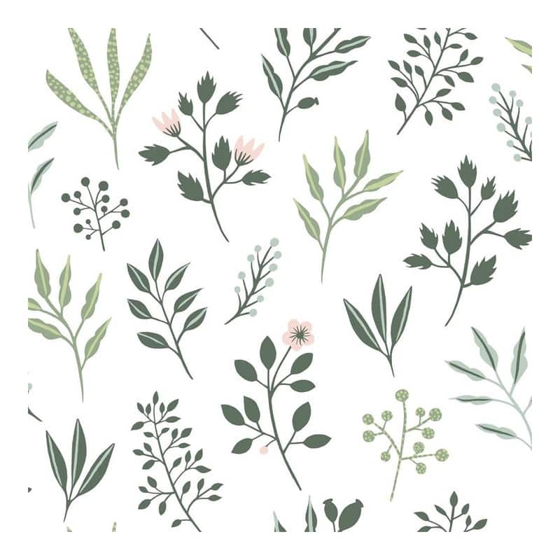 ESTA Home Cynara White Scandinavian Floral Wallpaper - 20.9 x 396 x 0.025