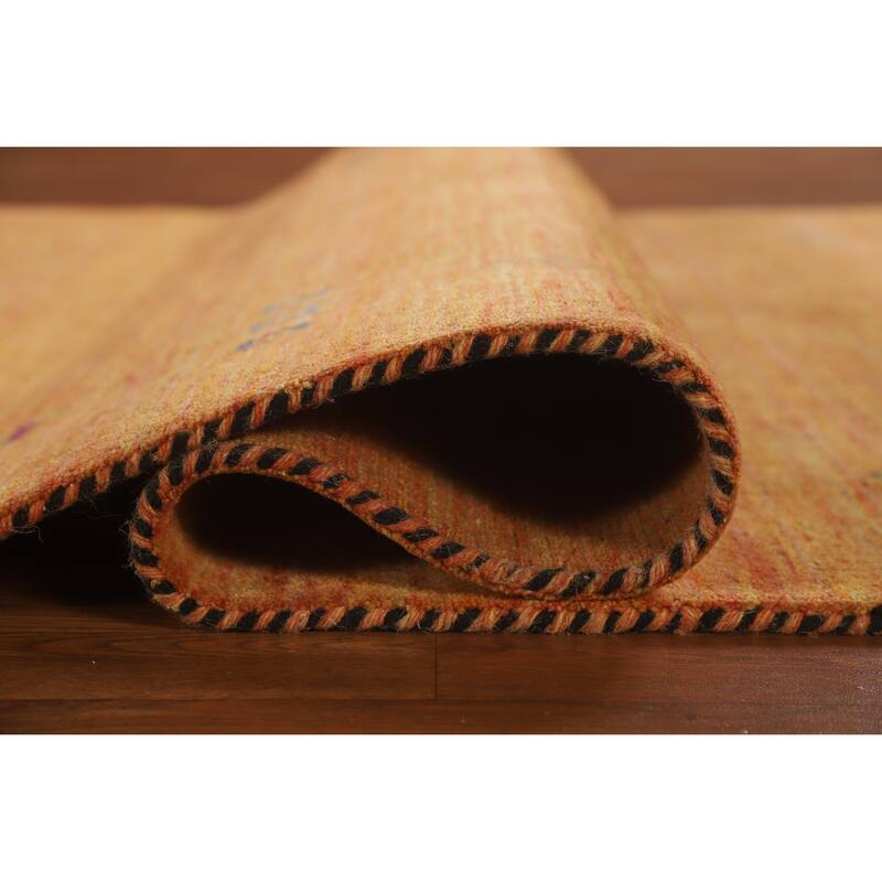 Hand Knotted Oriental 100% Wool Carpet Tribal Tribal Oranges & Rust Gabbeh Area Rug - 7' 8'' X 4' 11''