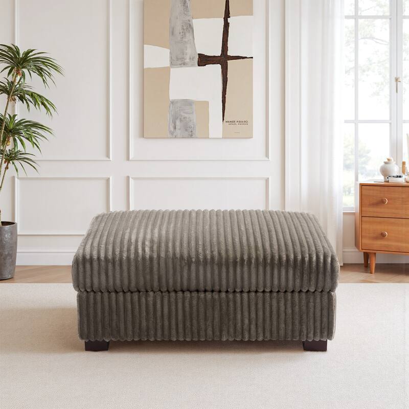 Modern Cotton Flannel Upholstery Oversized Ottoman