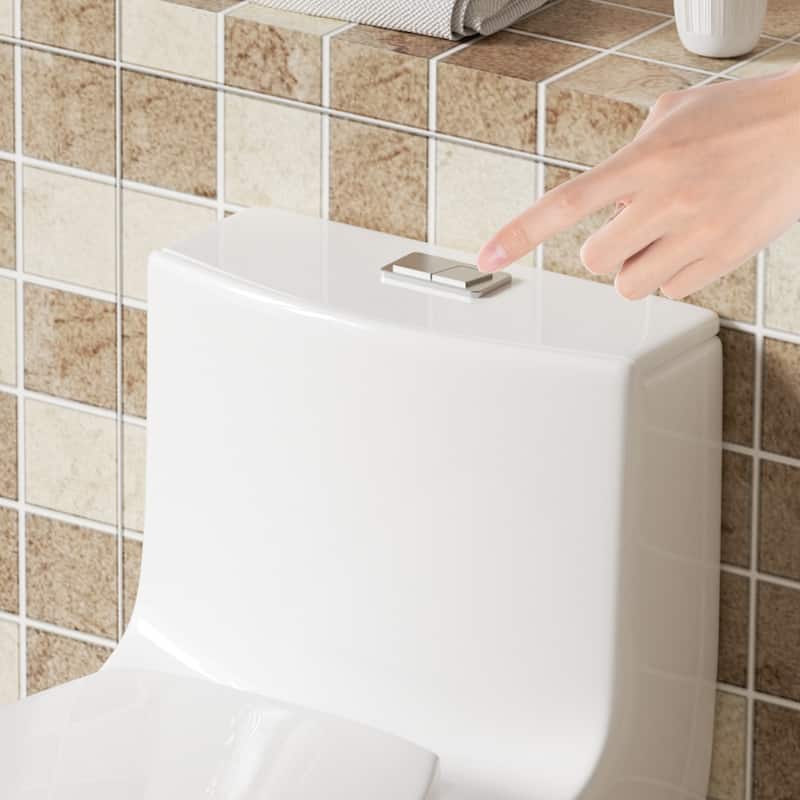 1.1/1.6 GPF Tornado Flush One-Piece Toilet Elongated, Siphonic S-trap 12",Button on Tank top,Chair Seat ADA Height 17"