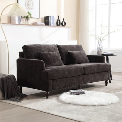 2-Seat Chenille Loveseat Sofa, Black, for Living Room and Bedroom