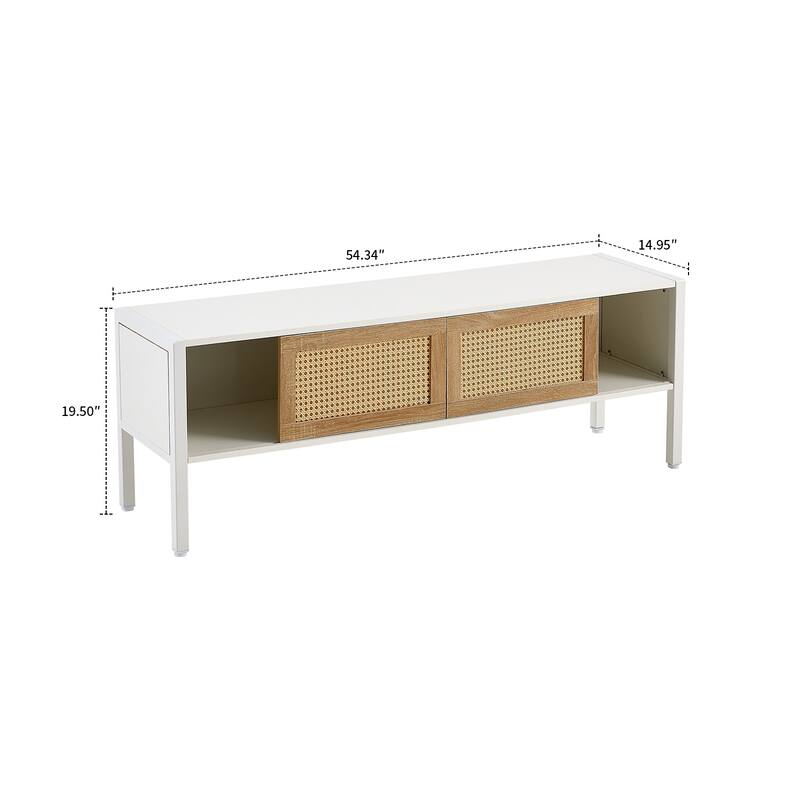 Classic Farmhouse Style Wooden TV Stand with Remote Control LED Light Strip