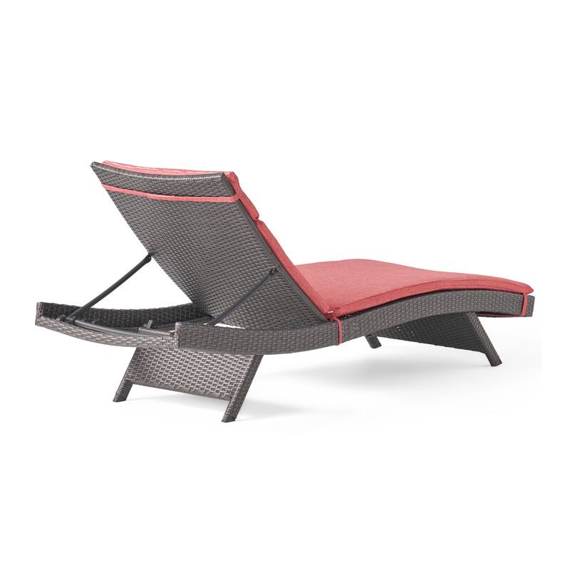 Salem Outdoor Wicker Adjustable Chaise Lounge with Cushion by Christopher Knight Home