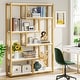 preview thumbnail 10 of 18, 6-Tier Etagere Bookcase, Modern Industrial Staggered Bookshelf White & Gold